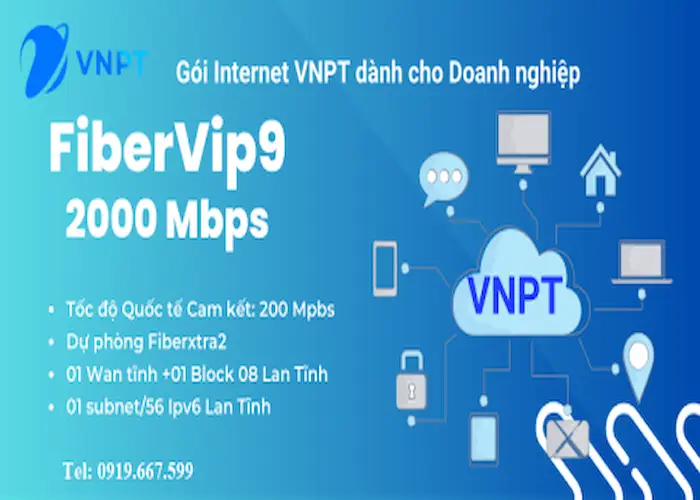 Fiber Vip 9 VNPT tốc độ 2000 Mbps