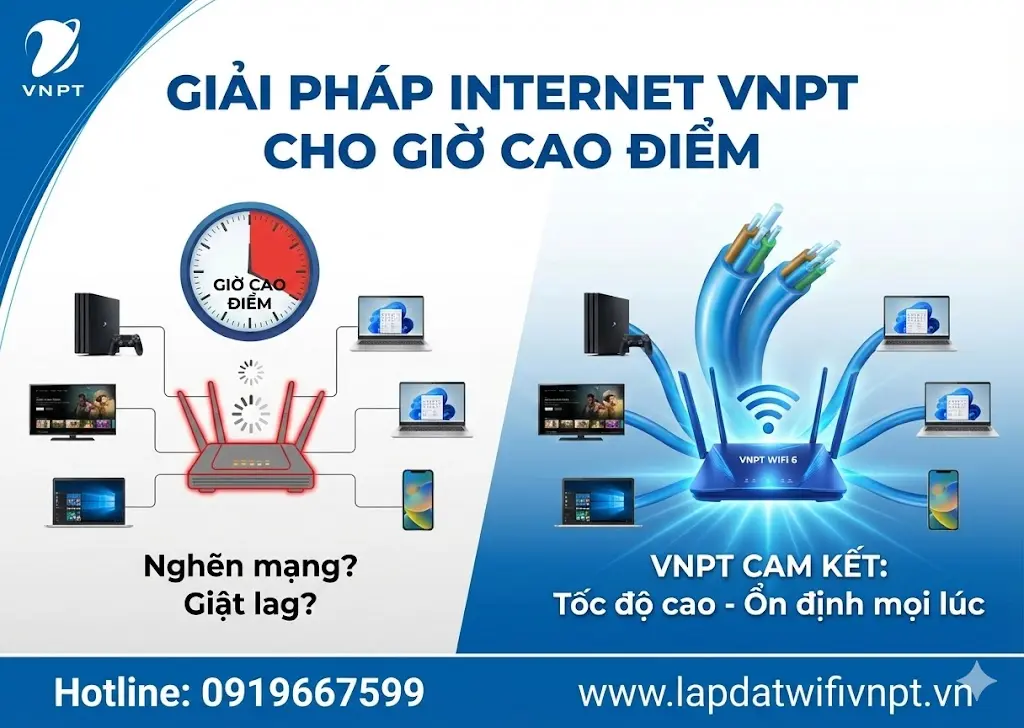 giải ph&aacute;p xử l&yacute; internet bị ch&acirc;m trong giờ cao điểm