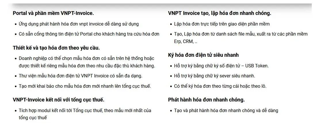 T&iacute;nh năng VNPT Invoice