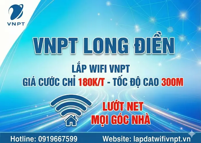 VNPT Long Điền lắp đặt wifi gói cước 180K tốc độ 300M phủ sóng rộng